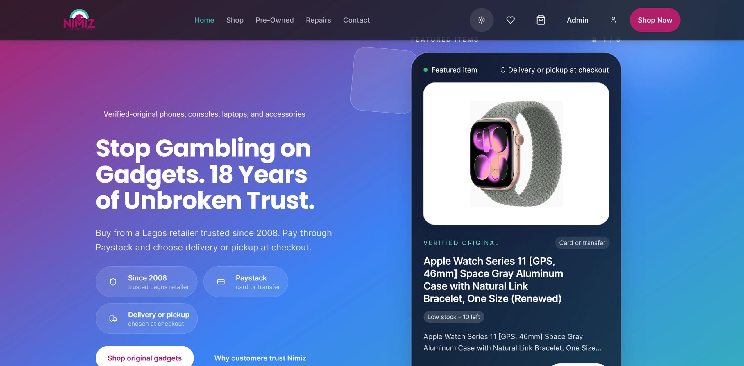 NimizGadgets storefront screenshot